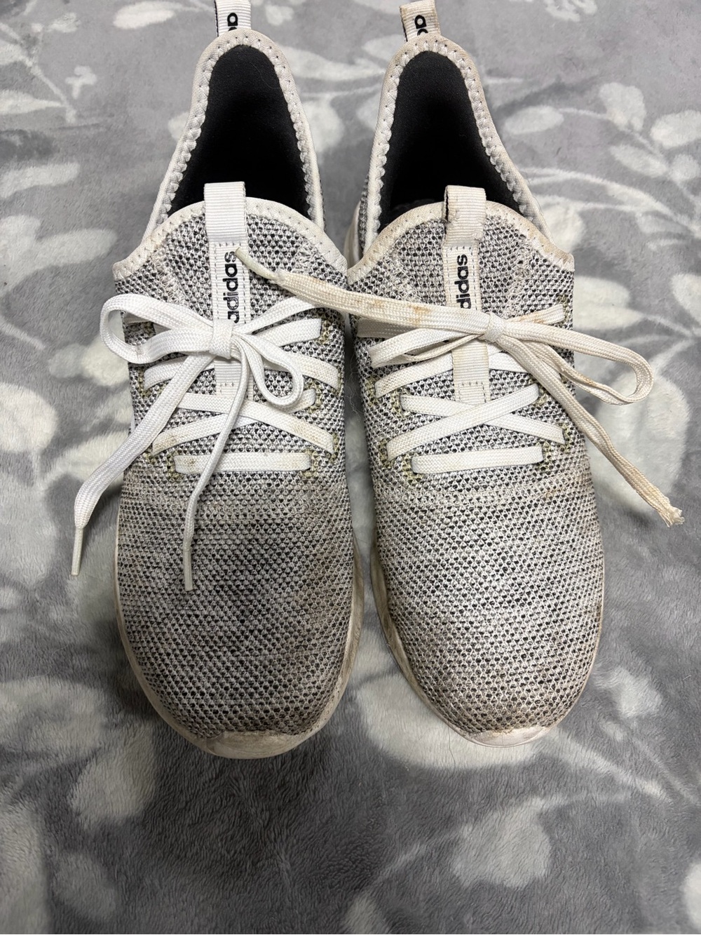 adidas Women’s White and Gray Knit Slip-On Sneakers